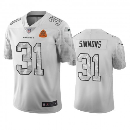 Camiseta Hombre NFL Denver Broncos Justin Simmons 31 Blanco City Edition Vapor Limited